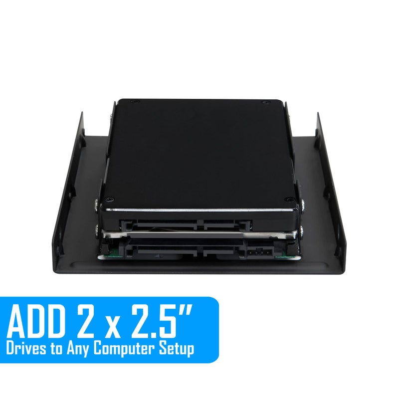 Kingwin SSD Hard Drive Mounting Kit Internal, Convert Any 2 x 2.5â€ Solid State Drive / HDD Into a 3.5 Inch Drive Bay. Mounting Screws Included, Quick and Easy Installation [HDM-225-BK] - Image 2